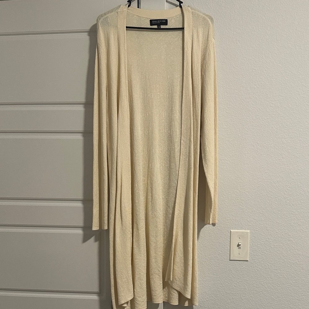 Jones New York Cream Open Front Cardigan